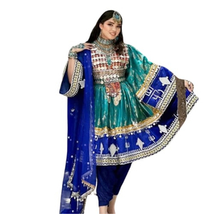 Robe traditionnelle moderne à faible MOQ, couleur personnalisée, design plaqué or, haute qualité, fournisseur direct d'usine, robe afghane Kuchi - Product Image 1