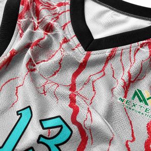 ชุดยูนิฟอร์มบาสเก็ตบอลลายสายฟ้าแบบกำหนดเองสำหรับผู้ชาย เสื้อเจอร์ซีย์ตาข่ายแบบซับลิเมชั่น กางเกงขาสั้น ชุดกีฬาสำหรับทีม ชุดอุปกรณ์สำหรับการแข่งขัน ขายส่งแบบ OEM ระดับมืออาชีพ - Product Image 5