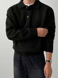 Suéter de cuello para hombre, estilo informal, de alta gama, para otoño/invierno, cárdigan de invierno, capa interior, top base, tejido transpirable, liso - Product Image 5