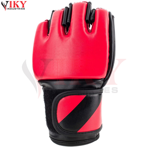Nouvel Arrivage Prix de Gros OEM ODM Gants de MMA en Cuir Rouge et Noir à Paume Ouverte pour Grappling, Sparring et Entraînement de Combat - Product Image 2
