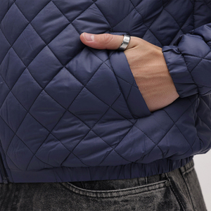 Men's Navy Blue Quilted <b>Jacket</b> Stand Collar Regular Fit Casual Polyester Wadding Autumn Wear - Product Image 6