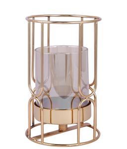 Elegante candelabro cilíndrico de metal dorado - Product Image 4