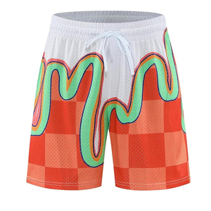 OEM Service Wholesale Men <b>Checkered</b> Floral Pattern Casual Mesh Shorts Private Label Breathable Quick Dry 100% Polyester Custom - Product Image 3