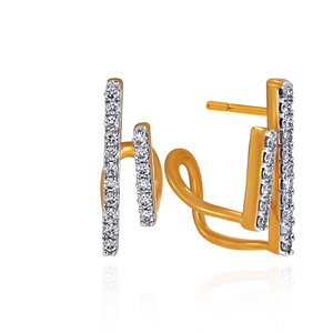 Twin Beam Diamond <b>Stud</b> <b>Earrings</b> Round Brilliant Cut Natural Diamond Minimalist Women's Everyday Wear Jewelry - Product Image 3