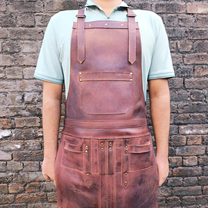 Custom Logo Leather <b>Apron</b> for Chef Kitchen <b>BBQ</b> Grill OEM ODM Wholesale Bulk Supplier Premium Leather <b>Apron</b> LPN-0300 - Product Image 1