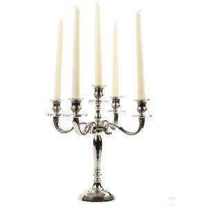 Candélabre en argent à 5 bras, porte-bougie pour mariage, décoration de table, design durable, support à bougies en métal - Product Image 1