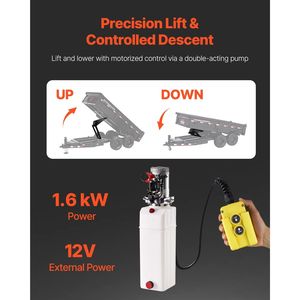 Kit de elevación hidráulico de 17,600 lb/8 T, kit de elevación de tijera hidráulico estándar para plataforma de remolque de 12 V, elevador de tijera para caja de remolque - Product Image 3