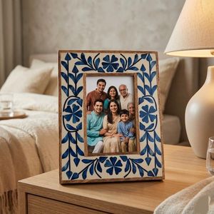 Elegant <b>Yellow</b> Bone Inlay Photo Frame 5x7 Rectangle Handmade Tabletop Wood Frame Decorative Home Display - Product Image 2