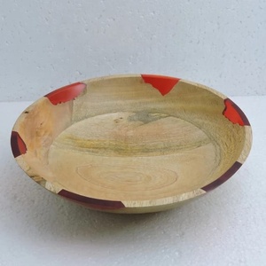 Bol en bois artisanal résine époxy Joint en bois rond vaisselle de service de haute qualité bol à salade rond ensemble de cuillères de service - Product Image 5