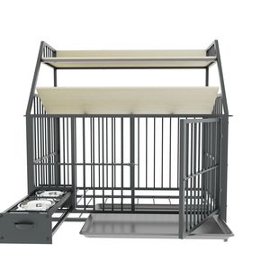 Grande Gabbia per Animali Domestici a Doppio Strato con Cassetti in Acciaio Inox per Cibo e Acqua, Rastrelliera in Ferro e Scaffale Portaoggetti per Famiglie con Più Animali - Product Image 6