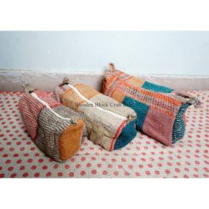 Juego de Bolsas Acolchadas de Algodón 3 en 1 Hechas a Medida con Cierres para Boutiques, Tiendas Minoristas y Regalotecas, Bolsas Acolchadas Kantha con Estampado Étnico - Product Image 2