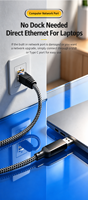Kabel Adaptor Aluminium USB C ke RJ45 Gigabit Ethernet 150cm 1000Mbps Konverter Jaringan LAN Berkabel untuk Laptop Notebook