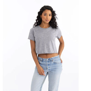 Crop top pour femme, vêtements vierges en gros, T-shirt court personnalisé pour impression à la demande, logo personnalisé - Product Image 2