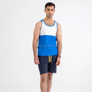 เสื้อกล้ามผู้ชายไร้ตะเข็บ น้ำหนักเบาพิเศษ ผ้าคอตตอนผสมโพลีเอสเตอร์ แห้งเร็ว ระบายอากาศดี สีทูโทน สไตล์ลำลอง - Product Image 2