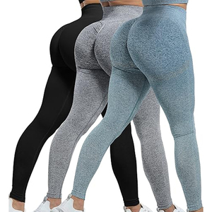 Leggings de sport sans couture pour femmes, taille haute, design froncé, pour la remise en forme, la salle de sport, l'entraînement, la course à pied - Product Image 5