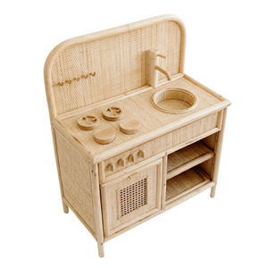 Ensemble de cuisine de jeu pour enfants, écologique, en rotin et bois, vente en gros, prix compétitifs du Vietnam - Product Image 1