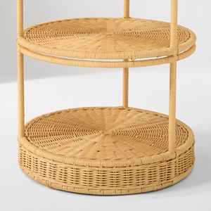 Elegant Rattan <b>Kids</b> Side Table Woven <b>Storage</b> Shelf Decorative Nursery Furniture Perfect For Playroom Bedroom Decor - Product Image 4