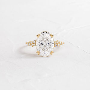 IGI/ Lab cultivé ovale coupe Vintage 14k jaune mariage/bague de fiançailles unisexe or blanc broche réglage anniversaire fête digne - Product Image 4