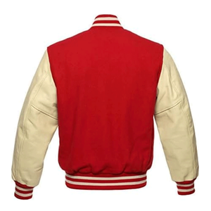 Chaqueta Varsity de Invierno para Hombre, Color Borgoña, con Capucha, de Lana y Piel de Oveja, con Logotipo Frontal - Product Image 4