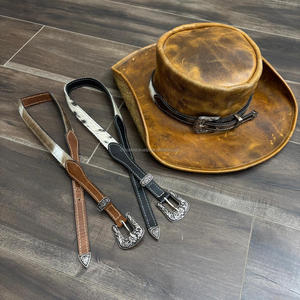 Cinturón de Cuero Vacuno Genuino de Diseño Exclusivo, Última Moda en Accesorios para Sombreros Vaqueros, Ajustable y con Estilo Rústico - Product Image 6