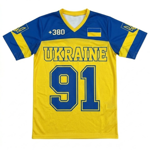 Camiseta de Fútbol de Ucrania Unisex con Cuello en V, Manga Corta, Sublimada, Transpirable, de Malla de Poliéster, Estilo Americano - Product Image 4