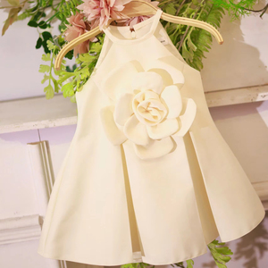 Robe de princesse mignonne à col halter brodée de fleurs pour filles, en gaze à sequins, écologique, pour usage quotidien et fêtes - Product Image 1