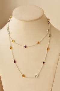 Collar TriAura Harmony con Amatista Verde y Citrino en Bisel con Cadena de Plata de Ley 925, Collar de Moda - Product Image 4