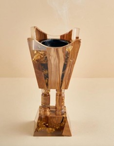Luxury Handmade <b>Bakhoor</b> Burner Mabkhara Resin Wood <b>Oud</b> Incense Burner Arabic Majmar Artistic Decorative Home Fragrance Stand - Product Image 3