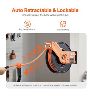 Avvolgitubo Automatico Retrattile CEIL da 5FT con Tubo Flessibile in Gomma da 3/8IN X 50FT, Pressione Massima 300PSI, Accessori e Ricambi per Utensili Pneumatici - Product Image 6