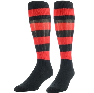 Chaussettes de sport pour hommes, hauteur genou, bleu uni, tricotées, coupe classique, pour usage sportif - Product Image 4
