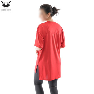 Camiseta Larga Modest para Mujer, Color Rojo, Estilo Casual Holgado, Transpirable, de Algodón, Moda Musulmana, Uso Diario, Estilo Túnica - Product Image 2