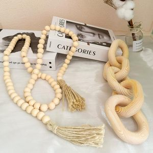 Wooden Chain Decor and Bead Boho Farmhouse <b>Rustic</b> Home Table Decor Coffee Table <b>Shelf</b> Aest - Product Image 4