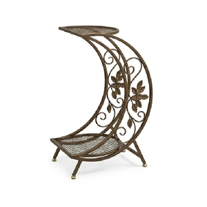 Soporte para macetas de diseño moderno, forma redonda, hecho a mano, color negro, de hierro, para el hogar y el jardín. - Product Image 1