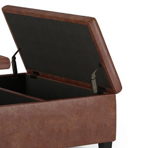 Ellis Distressed Saddle Brown Coffee Table <b>Storage</b> Ottoman <b>Stools</b> & Ottomans - Product Image 6