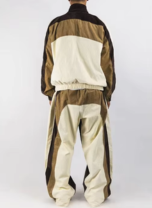 Streetwear Hoodie High Quality Men <b>Cropped</b> Hoodie Designer <b>Zip</b> <b>up</b> Color Blocked Sweatpants and Hoodie Set - Product Image 4