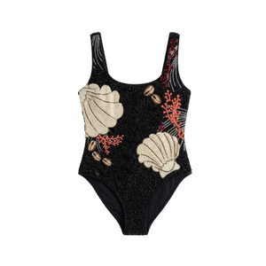 <b>Hot</b> Sale <b>Red</b> Solid Color Women's Bodysuit with Palm Tree Embroidered Bodycon Fit One-Piece Swimsuit Cover-Ups for Women's Wear - Product Image 4