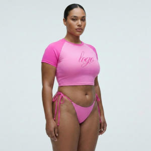 Custom Eco-Friendly <b>Plus</b> <b>Size</b> High Waist Printed 2-Piece <b>Bikini</b> <b>Sets</b> Quick Dry Front Logo Low MOQ for Boutique Buyers - Product Image 2