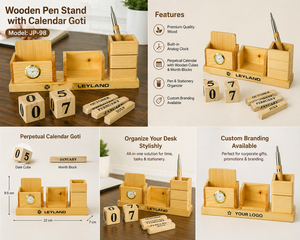 Wooden Executive Pen Stand with Calendar & <b>Dice</b> <b>Set</b> Personalized Via Digital Printing for Halloween & Christmas - Product Image 2