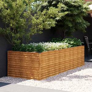 Grand lit de jardin surélevé en acier Corten rustique, robuste et durable, pots et jardinières - Product Image 1