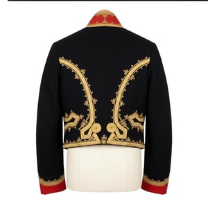 Chaqueta Hussar Negra para Hombre con Bordado Dorado, Cuello Alto, Doble Botonadura, Abrigo Formal de Invierno para Uniformes - Product Image 2