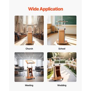 โต๊ะวางแล็ปท็อปแบบพกพาขนาด 43 นิ้ว พร้อมล้อล็อกได้ พื้นที่อ่านหนังสือกว้าง พื้นที่เก็บของแบบเปิด แท่นวางไม้สำหรับการนำเสนอ - Product Image 3