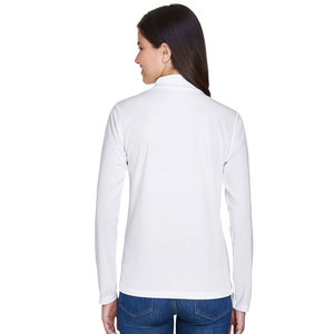 Camisa Polo Blanca de Manga Larga para Mujer, Corte Regular Informal, Color Sólido, Tela Popelina, Diseño Transpirable 2027 - Product Image 2