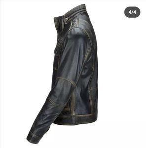 Veste en cuir pour homme, style décontracté, col montant, fermeture éclair, manteau d'hiver, style printemps-automne pour papa et homme d'âge moyen, vente en gros d'usine - Product Image 2