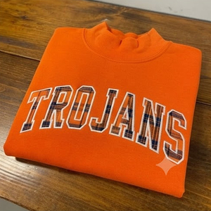 <b>Women's</b> <b>Black</b> Crew Neck Sweatshirt Trojans Letter Print Long Sleeve <b>Fleece</b> Custom Wholesale <b>Women</b> Mock Neck Sweatshirt Vintage - Product Image 2