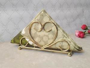 Metal Napkin <b>Holder</b> Triangle Hammered Gold Finish <b>Tissue</b> Organizer Modern Tabletop <b>Kitchen</b> Stand - Product Image 6