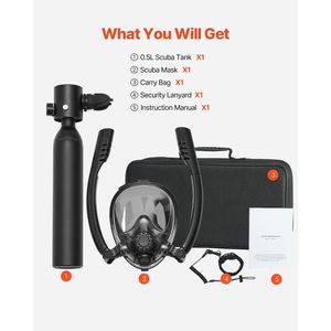Bombola Subacquea Portatile da 0,5L per 5-10 Minuti di Respirazione Subacquea, Cilindro di Ossigeno da 98,43 Piedi per Uso Aereo - Product Image 5