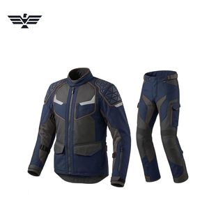 Combinaison de moto unisexe, veste et pantalon, manches longues, bleu jaune, coupe-vent, séchage rapide, respirante, couleurs contrastées, toutes saisons, vêtements de course - Product Image 3