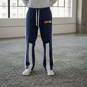 Pantalones Deportivos Casuales para Hombre, Lavados, de Algodón 100% Pesado, Ecológicos, de Cintura Media, Bicolor, con Logotipo Impreso en DTF, Estilo Holgado - Product Image 1