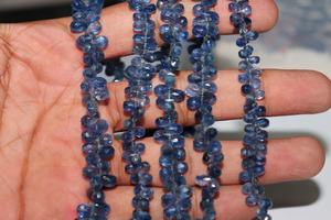 Perles en forme de coeur à facettes en cyanite bleue perles de gouttes de pierres précieuses briolette de kyanite naturelle - Product Image 3