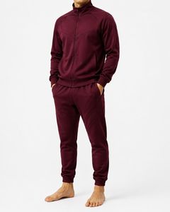 Conjunto Deportivo de Forro Polar Ligero Azul Marino para Hombre, con Cierre Completo, Color Sólido, Transpirable, Pantalones Deportivos de Poliéster con Bolsillos Laterales, Corte Holgado - Product Image 2